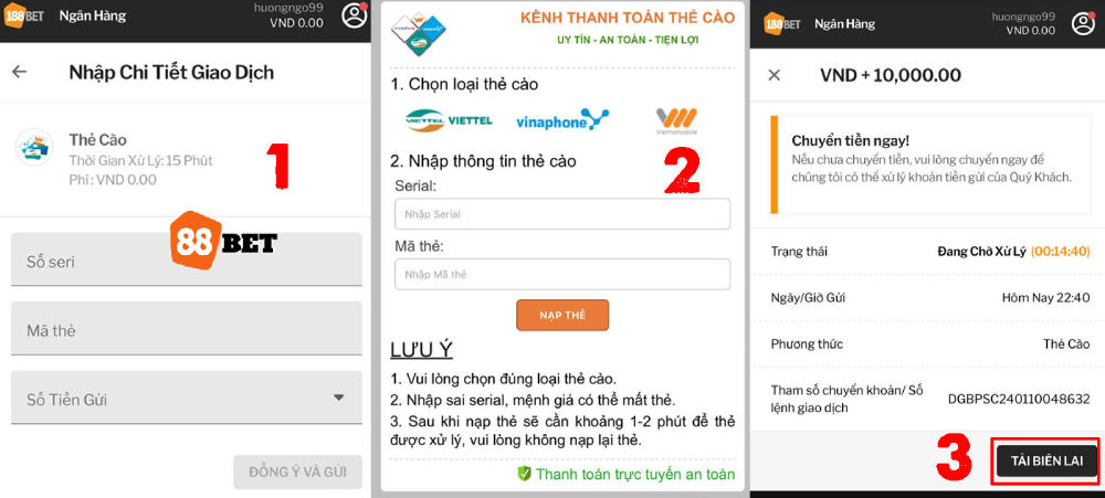 Dùng thẻ cào nạp tiền khi không có tài khoản ngân hàng