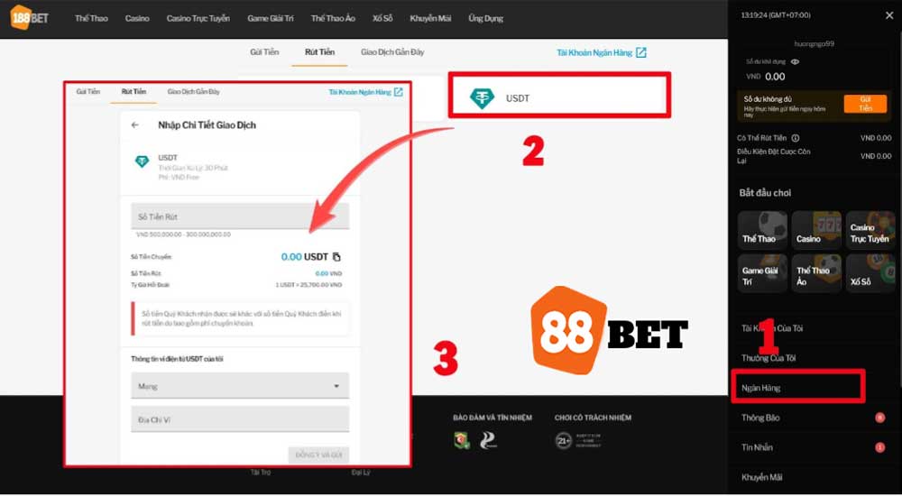 Rút tiền từ TAPTAP bằng cách dùng USDT